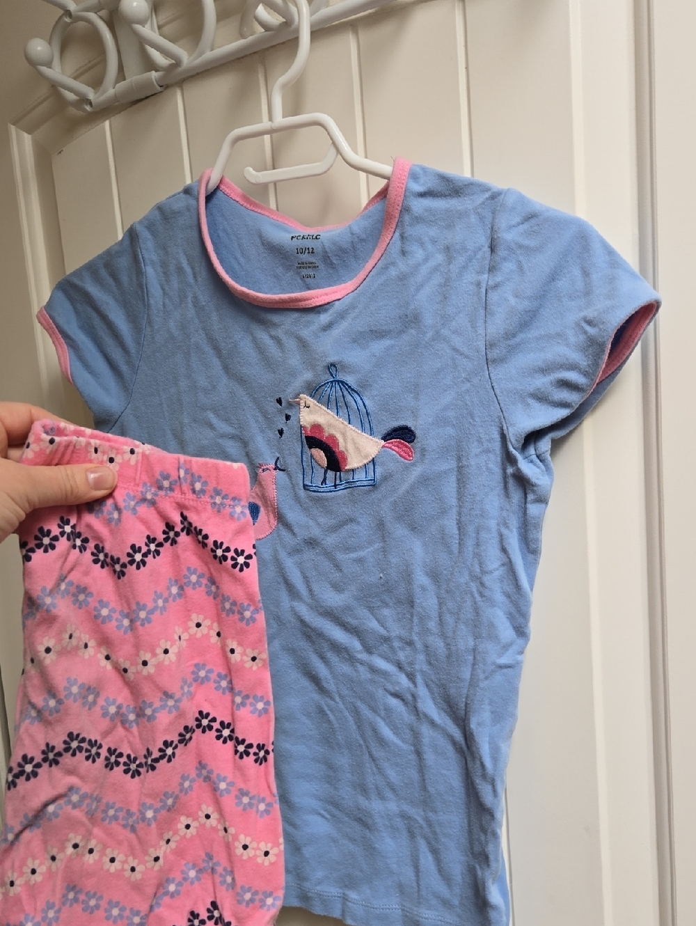 Pekkle Summer Kids Cotton  Blue and Pink Bird Pajama Set Size 10/12 Years